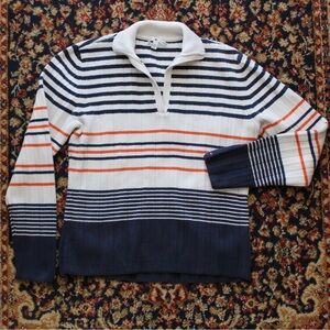 Tommy Hilfiger knit pull over striped sweater women’s large v-neck collared